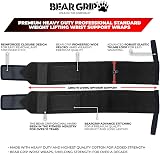 BEAR GRIP Weight Lifting Wrist Wraps 18in 3in Pair Black view 3