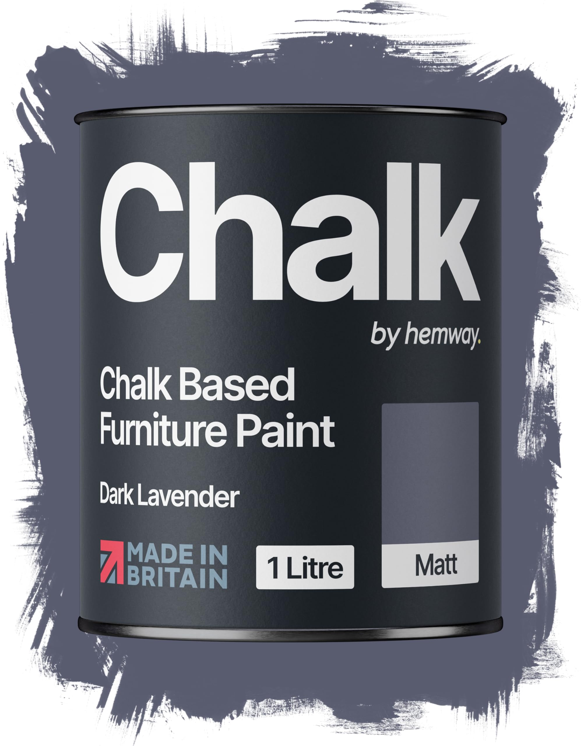 Hemway Chalk Based Furniture Paint, Dark Lavender Purple 1L, Matt Finish Shabby Chic, Chalk Paint Furniture & Walls, Quick Dry & 1 Coat