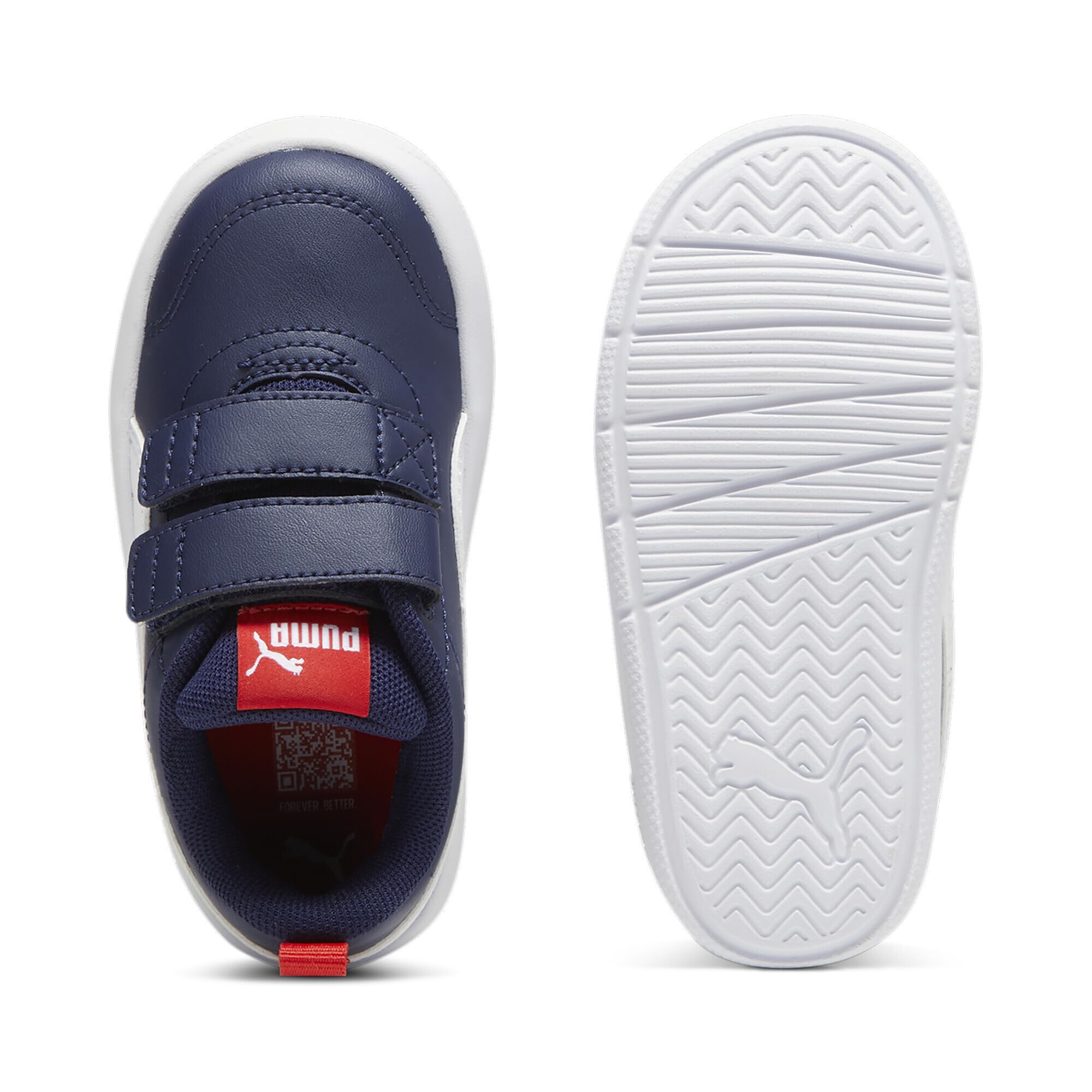 PUMA COURTFLEX V3 V INF Sneaker für Jungen, Unisex, Marineblau/Weiß/Rot, für Kinder ab 7 UK 5