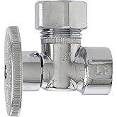 Plumb Pak PP51-1PCLF 1/4 Turn Angle Shut-Off Valve, 1/2 X 1/2 In, Fip X Od, Body, Chrome Plated, 1/2" x 1/2"