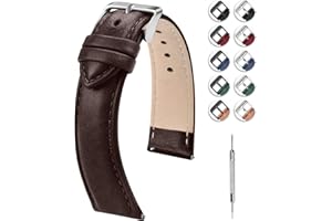 Fullmosa 20mm Leather Watch Bands Compatible with Samsung Galaxy Watch 7 6 5 4 40mm 44mm/Galaxy Watch 6 Classic 43mm 47mm,Coffee+Silver Buckle