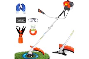 WTHW 52 cc Gas Weed Eater, 3-in-1 String Trimmer/Brush Cutter/Edger – 18″ Cutting Swath, Balanced 18 lb Design, Full-Crank 2-Stroke Engine, Quick-Start System for Effortless Yard Care (WH6502 Pro)