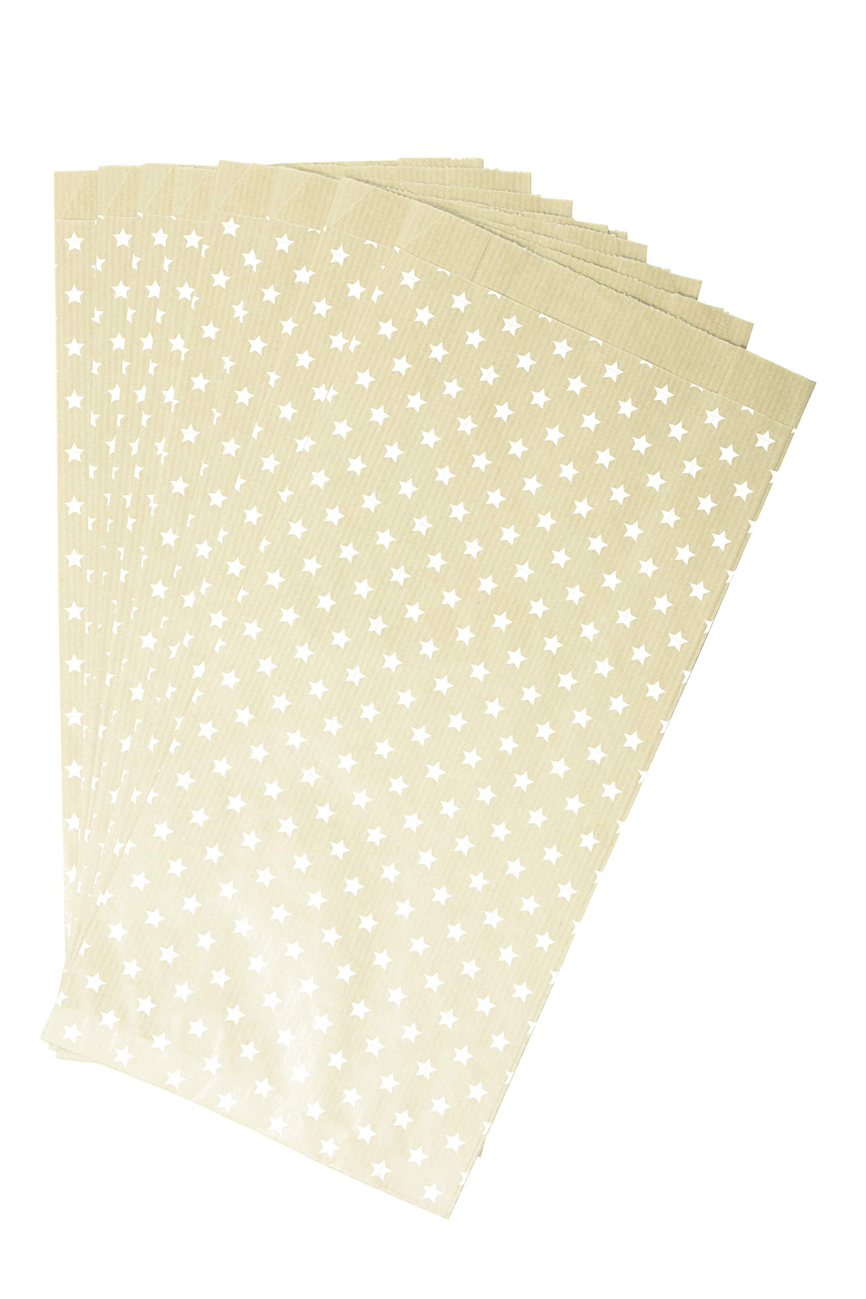 Clairefontaine 394107C - A Bag Of 50 Kraft Pockets - 15x31+6cm - Pattern: Stars - Ideal for: Candy, Candy, Cupcakes, Books, Jewellery, Gift Wrapping, Gift Bags
