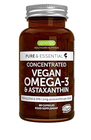 Pure & Essential Omega-3 de Aceite de Algas Vegano (DHA + EPA 600 ...