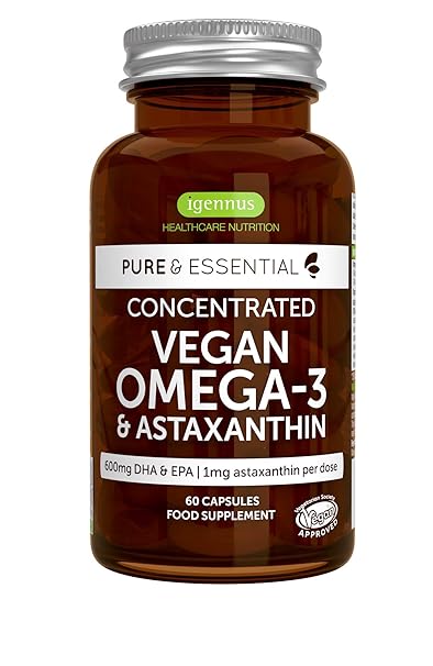 Pure & Essential Omega-3 de Aceite de Algas Vegano (DHA + EPA 600 ...