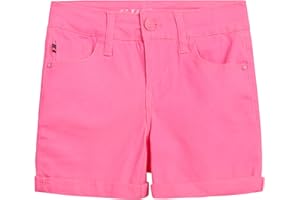 VIGOSS Girls’ Shorts – Basic Soft Stretch Twill Shorts for Girls – Kids’ Adjustable Roll-Cuff Shorts (4-16)