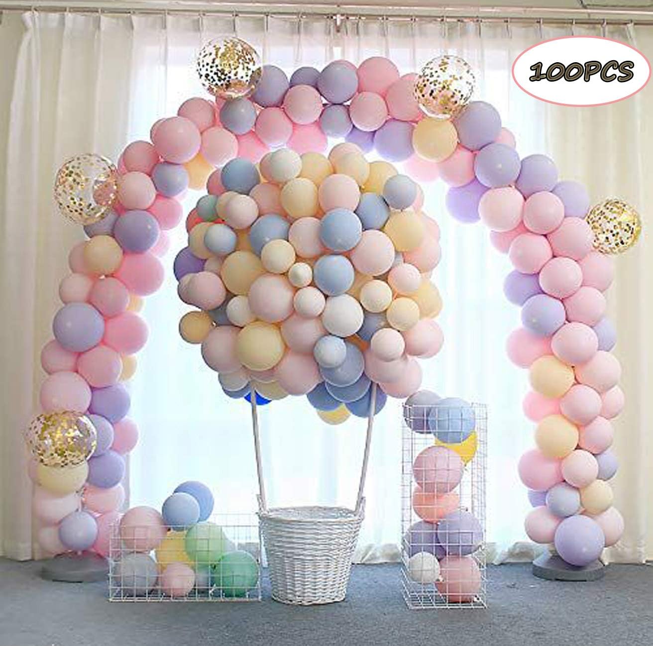 100pcs Macaron Pastel Colorful Latex Helium Balloons Birthday Inflated Assorted Colour Baby Shower Hen party Wedding Graduation Decorations for Girls boys