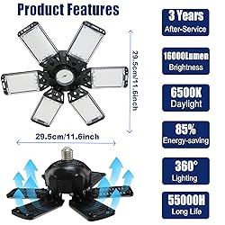 2Pack 160W Garage LED Light - 16000LM, 6+1