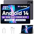 ECOPAD Tablets 11 inch Android 14 Tablet with Case, Octa-core 12GB RAM+128GB ROM,8000mAh Tablet with Dual Band WiFi/BT 5.0/GPS/PD Fast Charge/FM Radio - Black