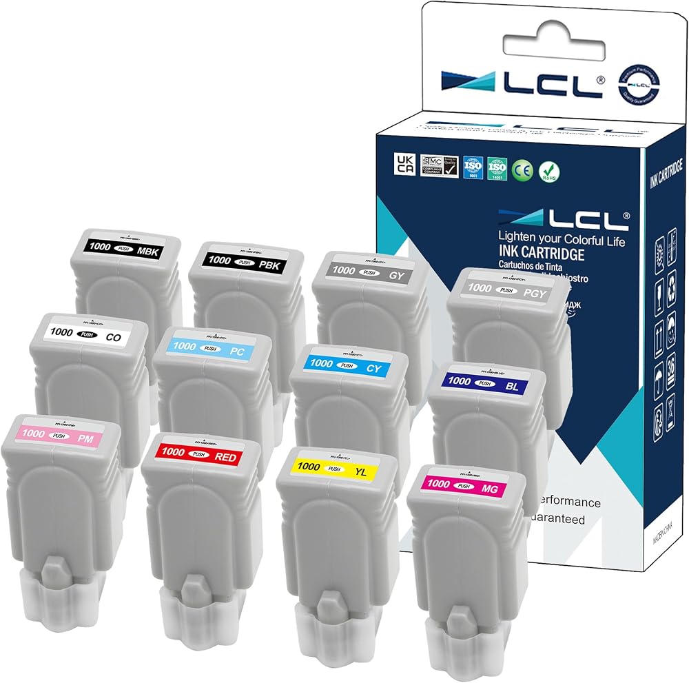 LCL 12PK PFI-1000 Ink Cartridge MBK PBK C M Y R GY B PGY PC PM CO for Canon
