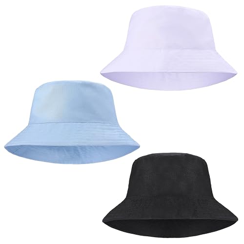Zuimei 3 Pieces Bucket Hat Summer Fisherman Hats Foldable Cotton Bucket Hats for Women Men