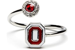 Stone Armory Ohio State University Womens Ring - Block O Ring with Crystals - Hypoallergenic and Adjustable Sizes 5-12 - Ohio State Gifts for Women