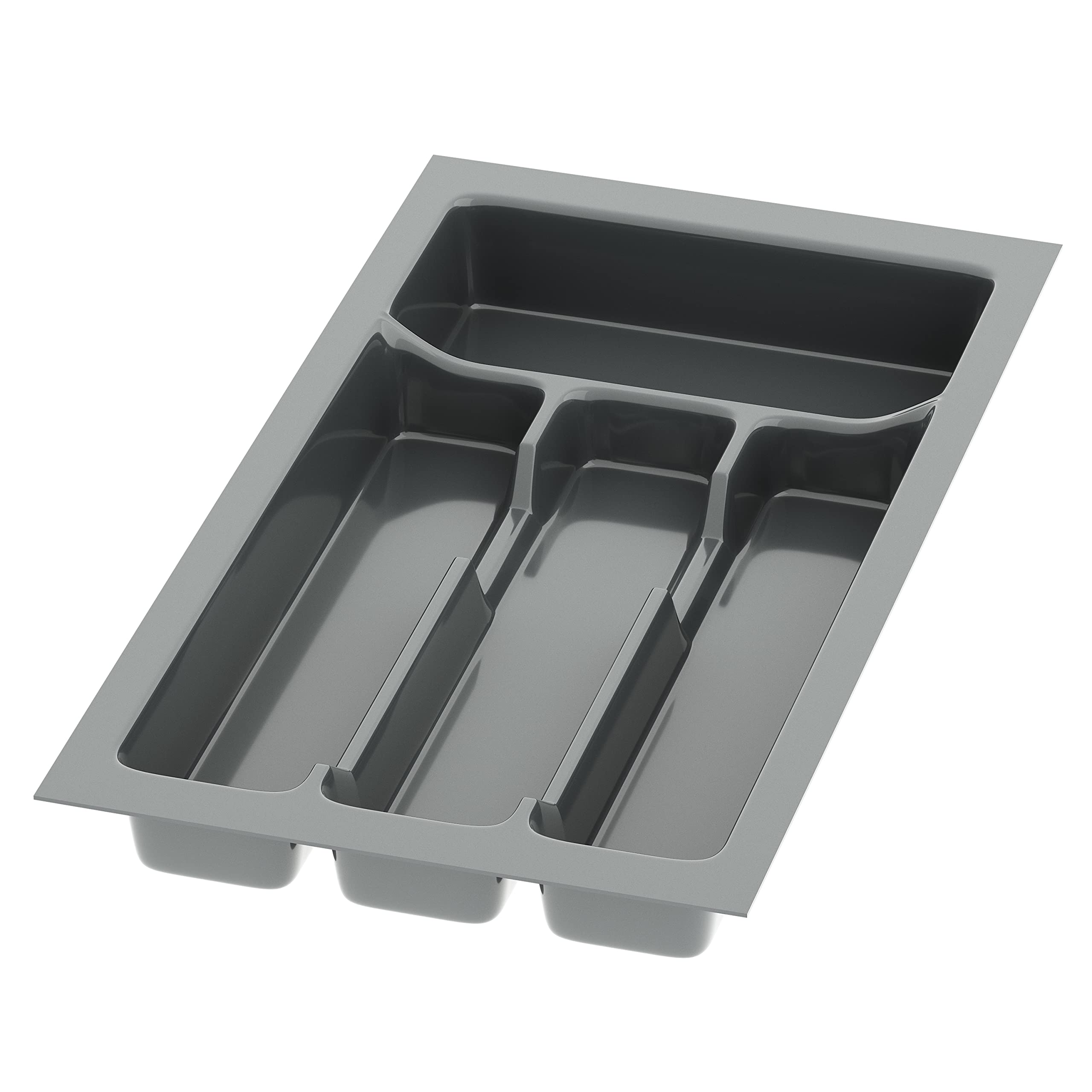 sossai® Divio Cutlery Tray for 30 cm Drawers, 23 x 43 cm (Width x Depth), Can Be Cut To Size, 4 Compartments, Colour: Anthracite, Cutlery Tray Organiser System