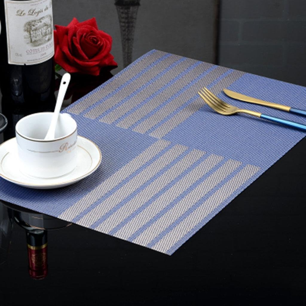 Kitzen Non-Slip Waterproof Rectangle Lattice Environmental Pad Adiabatic Placemats Braided Pad Insulation Pads Coaster Dining Mat PVC (A Set Of 4)45*30cm , E