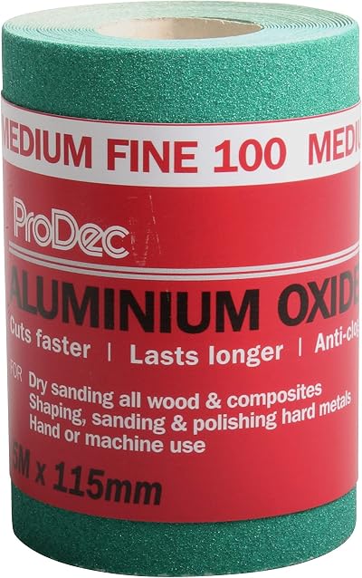 ProDec 5m Roll 100 Grit Green Aluminium Oxide Sandpaper 115mm