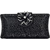 HUANG ZHUANG Elegant Flower Clutch Solid Rhinestone Handbags For Women Evening Bag Party Purse Bridal Prom Bag