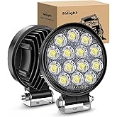 Nilight LED Pods 2Pcs 4.5Inch 42W 4200LM Round Flood Light Off Road Fog Lights Driving Roof LED Light Bar Work Light for ATV UTV SUV Truck Boat (15017C-B)