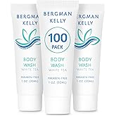 BERGMAN KELLY Travel Size Body Wash (1 fl oz, 100 PK, White Tea), Delight Your Guests with a Revitalizing and Refreshing Hotel Body Wash, Quality Mini and Small Size Guest Hotel Toiletries in Bulk