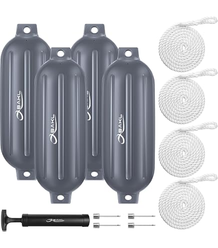 VEITHI Boat Fenders 4 Packs, Ribbed Twin Eyes Vinyl Boat Bumpers