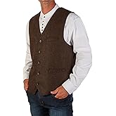 The Celtic Ranch Wool Blend Irish Tweed Mens Vest with Full Back, Adjustable Fabric Belt, 4 Pockets, and Herringbone Pattern