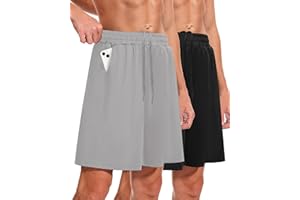 BOOJO Men's Athletic Gym Shorts - Quick Dry Black Casual Basketball Shorts with Pockets for Running Workout Activewear