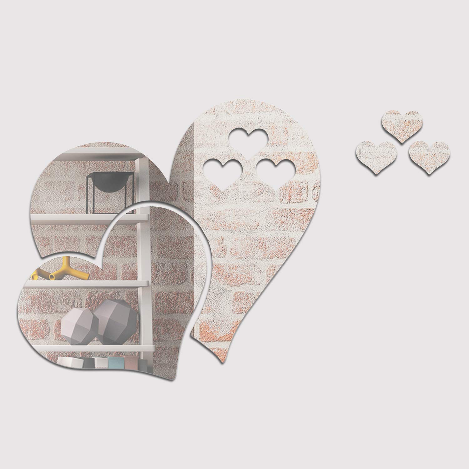 Walplus Wall Stickers Mirror Wall Art Crystal Abstract Heart Murals Café Hotel Restaurant Office Home Decoration