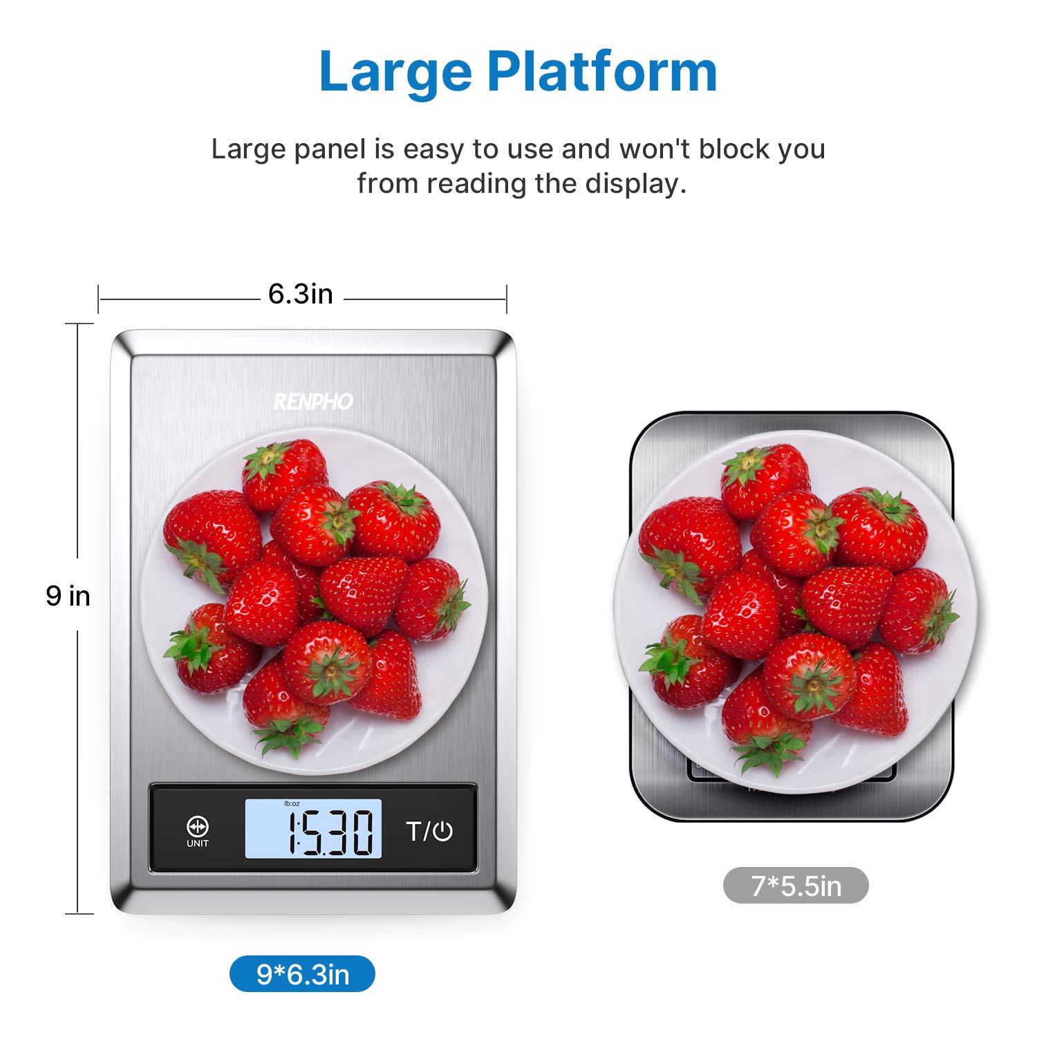 RENPHO Digital Food Scale, Kitchen Scale Weight Grams and oz for Baking, Cooking and Coffee with Nutritional Calculator for Keto, Macro, Calorie and Weight Loss with Smartphone App, Stainless Steel: Industrial & Scientific