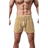 Linemoon Men's Mesh Shorts Sexy Lounge Hollow Boxer Underwear