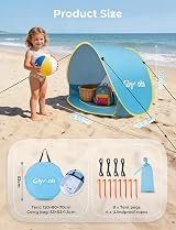 Glymnis Pop Up Baby Beach Tent UV Protection Sun Shelter with Mini Pool view 5