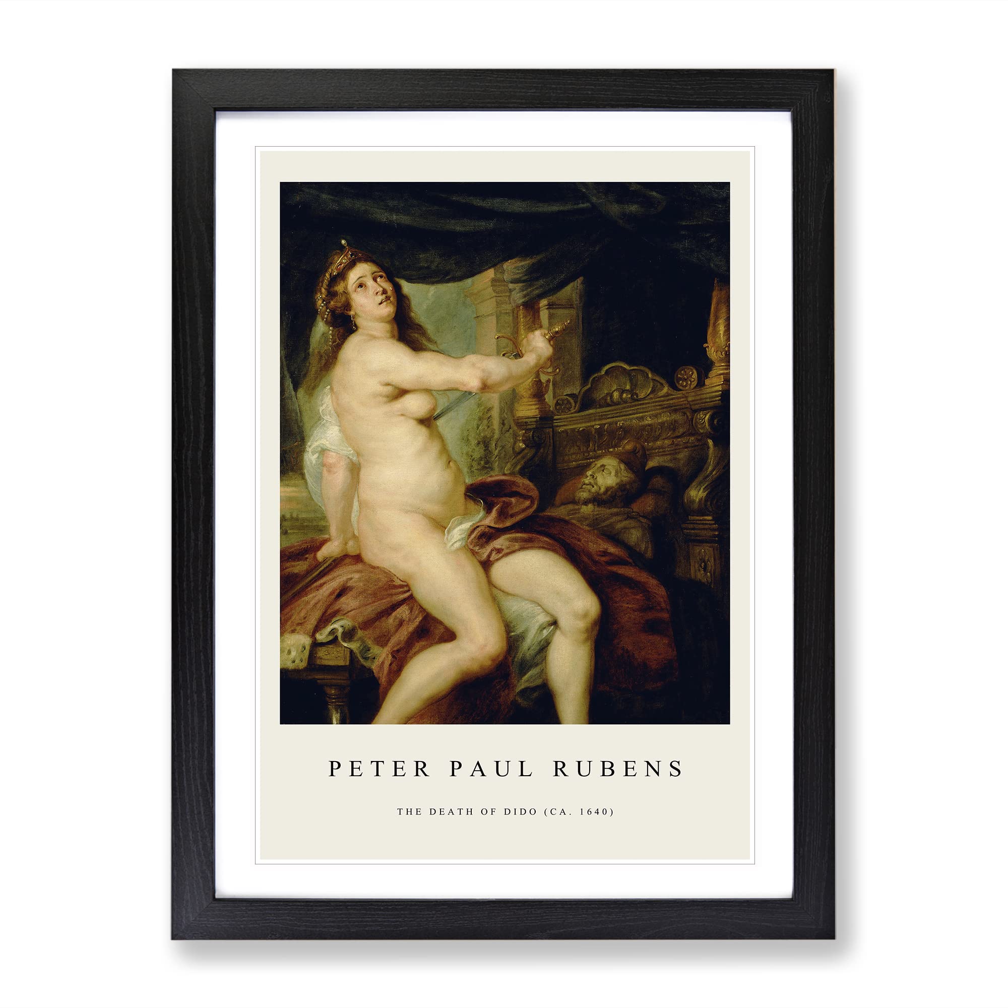 Sacrificing Dido By Peter Paul Rubens Exhibition Museum Painting Framed Wall Art Print, Ready to Hang Picture for Living Room Bedroom Home Office Décor, Black A4 (34 x 25 cm)