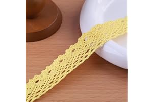 DYSHIPEN 20 Yards x 1 Inch Lace Ribbon Vintage Lace Trim Crochet Cotton Lace Edge for Christmas Package DIY Sewing Wedding Bridal Dress,Costume,Crafts and Sewing (Yellow)