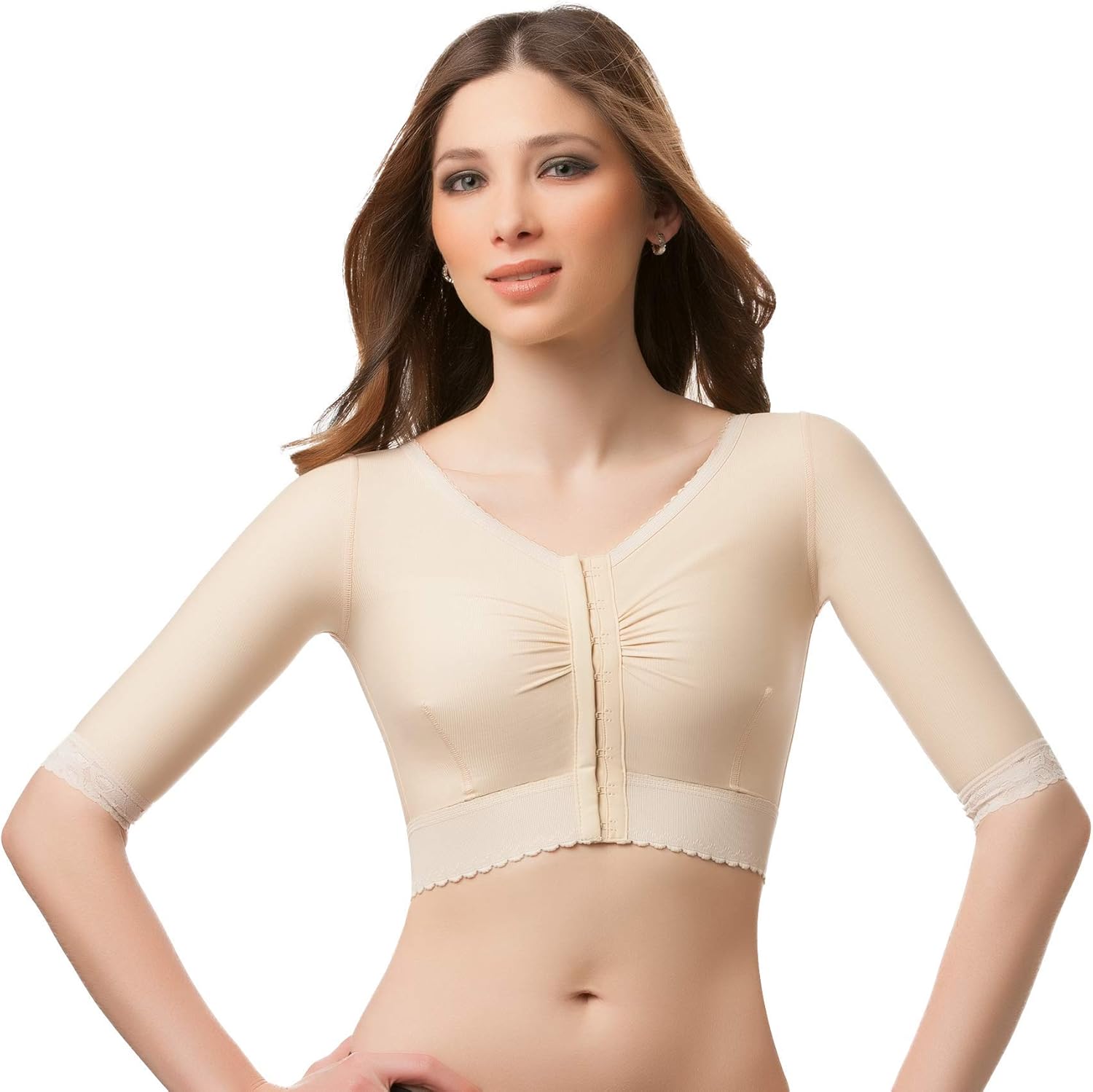 Isavela Womens Short Sleeve Breast Augmentation/Reduction Support Bra/Vest (Underbust Length) (Bolero) (VS02-SS) at  Women’s Clothing store