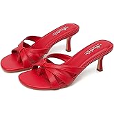 Mostrin Kitten Heels for Women Pointed Toe Vintage Mules Heels Sexy Slip on Stiletto Backless Sandals for Party Wedding Daily