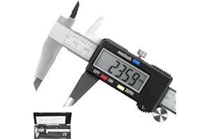 Caliper Measuring Tool, Qfun Vernier Digital Caliper Stainless Steel 6 Inch/150mm, Digital Micrometer Waterproof, Easy Switch from Inch to Millimeter, Large LCD Screen