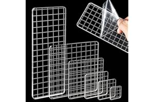 HJZHII 6PCS Acrylic Stamp Block with Grid Lines, Clear Stamping Blocks Tool Decorative Stamp Blocks Square Display Block Set Props for DIY Crafts Scrapbooking Card Making