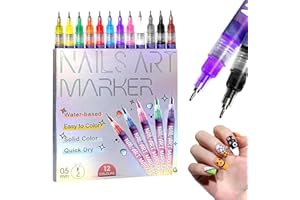 FODEUXP 2025 New 12 Colors Nail Art Pens Set, Nail Art Markers for Gel Nails, Nail Point Dotting Pen Drawing Painting Liner Brush for DIY Nail Art Beauty Adorn Manicure Tools (1 Set)