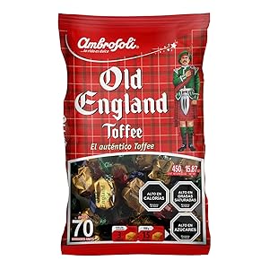 Old England Toffee Candy Ambrosoli Authentic Chilean Candies. Assorted Almond, Coco, Butterscotch. Bags 130, 450 and 1000 grms (450)