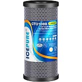ICEPURE 10" x 4.5" Whole House Sediment Activated Carbon Water Filter 1Pack | 1 Micron CTO10BB Replacement for any 4.5" x 10" Cartridge, Dupont WFHDC8001, GE FXHTC FXHSC GXWH40L GXWH35F GNWH38S, CB-BB-10