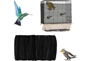 TIESOME 2Pcs Universal Bird Cage Seed Catcher, Seed Catcher Guard Net Cover Adjustable Soft Airy Nylon Mesh Net Skirt Seed Guard for Parrot Parakeet Macaw African Round Square Cages (Black)