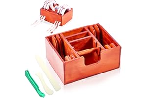 Luxiys Wooden Copper Foil Dispenser for Stained Glass Supplies Foil Dispenser Art Tools Storage with 1 Pcs Stained Glass Copper Foiling Tool (7/32 in) with 2 Pcs Stained Glass Burnisher