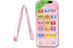 ZeenKind Baby Phone Toy English & Spanish Learning for Toddlers 1 2 3 Years Old, Learn Spanish ABC Numbers Animal Sounds, Interactive Bilingual Cellphone Toy for Kids, Juguetes Educativos, Pink