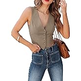 Sunborui Women's Business Button Up Sleeveless Vests Fully Lined V Neck Regular Fitted Jacket Waistcoat