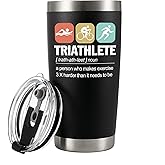 Panvola Triathlete Definition Athlete Gifts Swimmer Biker Runner Sports Player Triathlon Stainless Steel Vacuum Insulated Tumbler with Lid and Straw (Black, 20 Ounces)