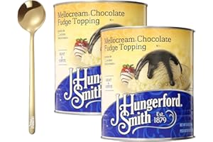 MOOFIN J. Hungerford Smith Mellocream Sauce, 8 Lb - Rich Milk Hot Toping, Bundle With Golden Ss Spoon, Creamy Texture For Desserts, Cakes, Ice Cream [Pack Of 2]