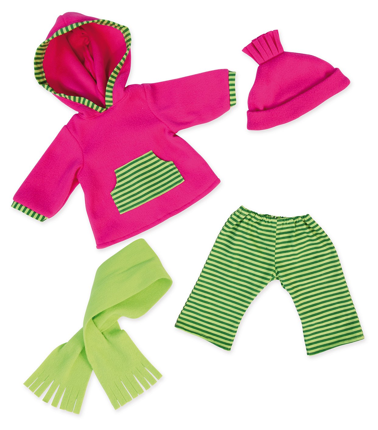 Dolls clothing 16 to 18 inch, Winter Set, Hoddie, Trousers, Scarf, Cap, Accessory
