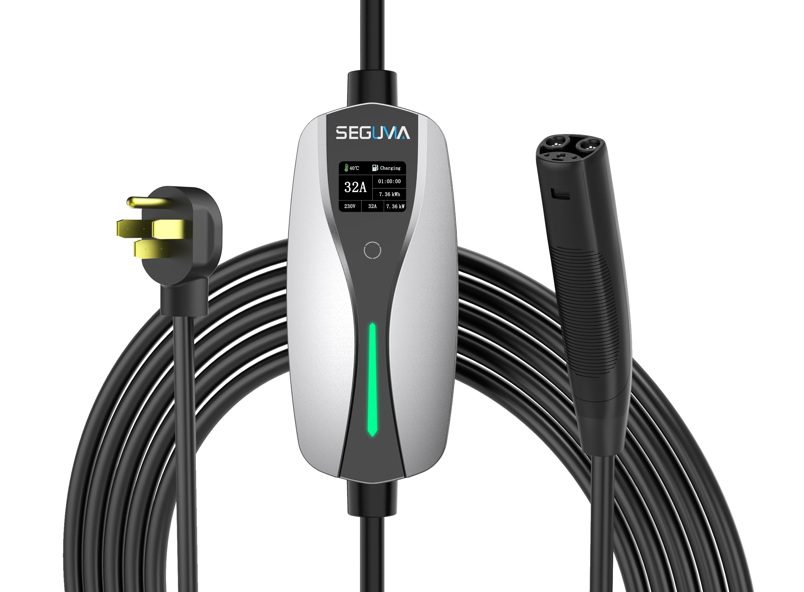 Photo 1 of SEGUMA EV Charger Level 2 for Tesla(32Amp 240V 7.68kW), NEMA 14-50 Plug NACS EV Chargers, 25FT Adjustable Current Portable Electric Car Charger Compatible with All Nacs