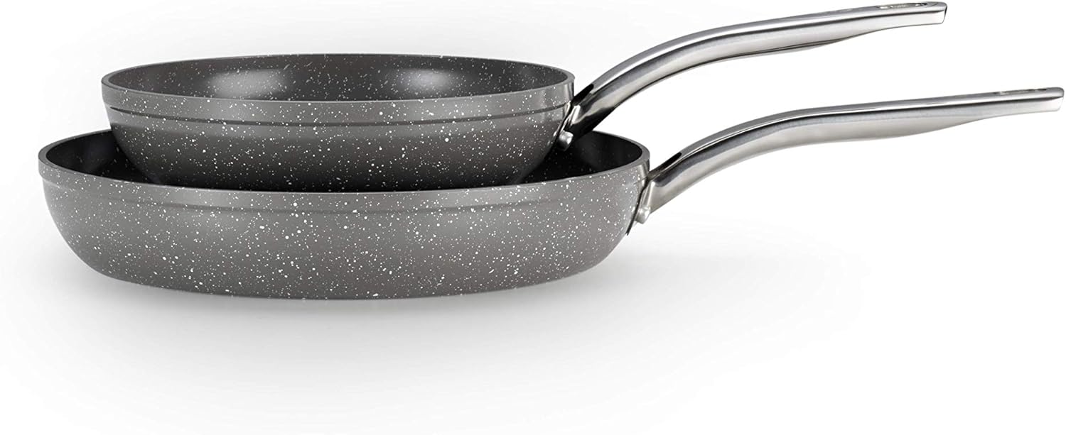 Amazon Com T Fal C412s2 Endura Granite Ceramic Nonstick Thermo Spot Heat Indicator Dishwasher Oven Safe Pfoa Free Fry Pan Set Cookware 8 Inch And 10 5 Inch Gray Kitchen Dining