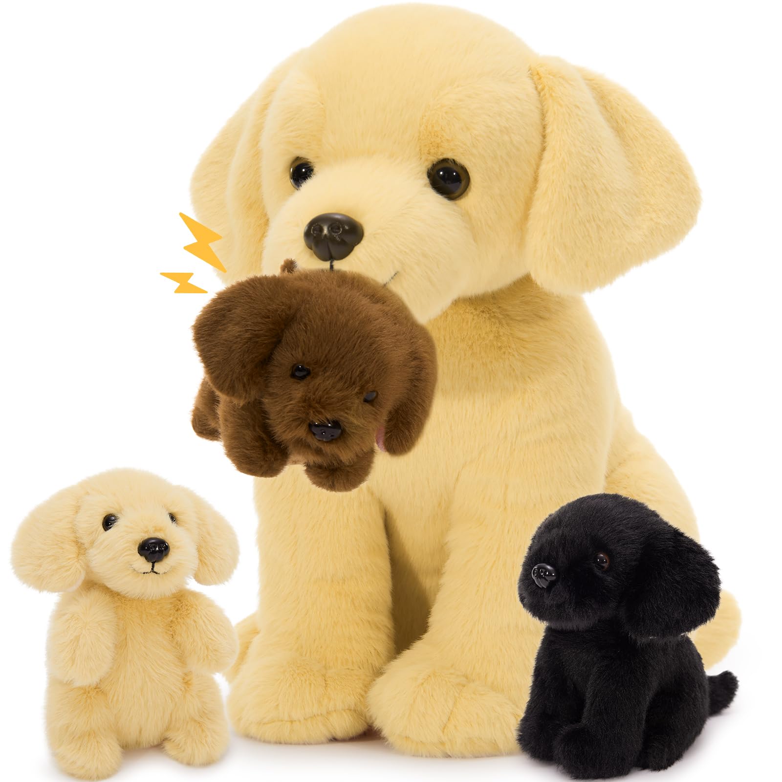 MorisMos Big Labrador Teddy Soft Toy, 30cm Yellow Dog with 3 Cuddly Puppy Inside, Giant Dog Plush, Realistic Fluffly Labrador Gift for Kids Birthday Christmas Deco — image 1