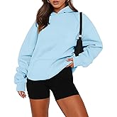 onlypuff Women Pullover Sweatshirt Long Sleeve Hoodies Kangaroo Pocket Fleece Basic Sweater