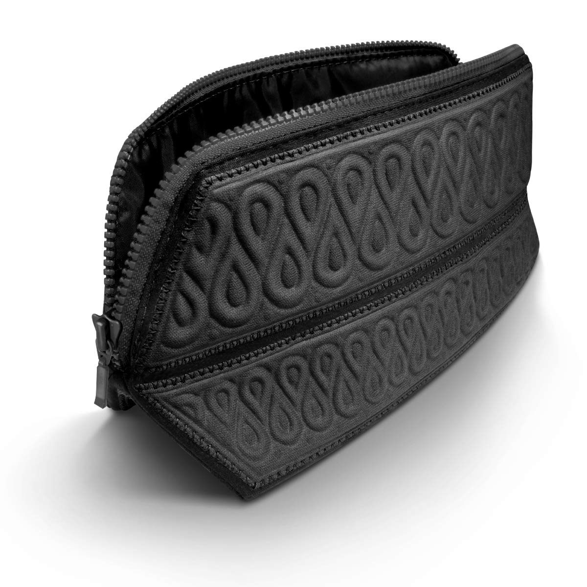 MetricUSA Cosmetic Makeup Bag Case Organizer Fits Even Longest Makeup Brushes is Water Repellent Travel Clutch Purse Toiletry Bag is Portable Soft and Beautiful Premium Quality Foldable Design (Black)